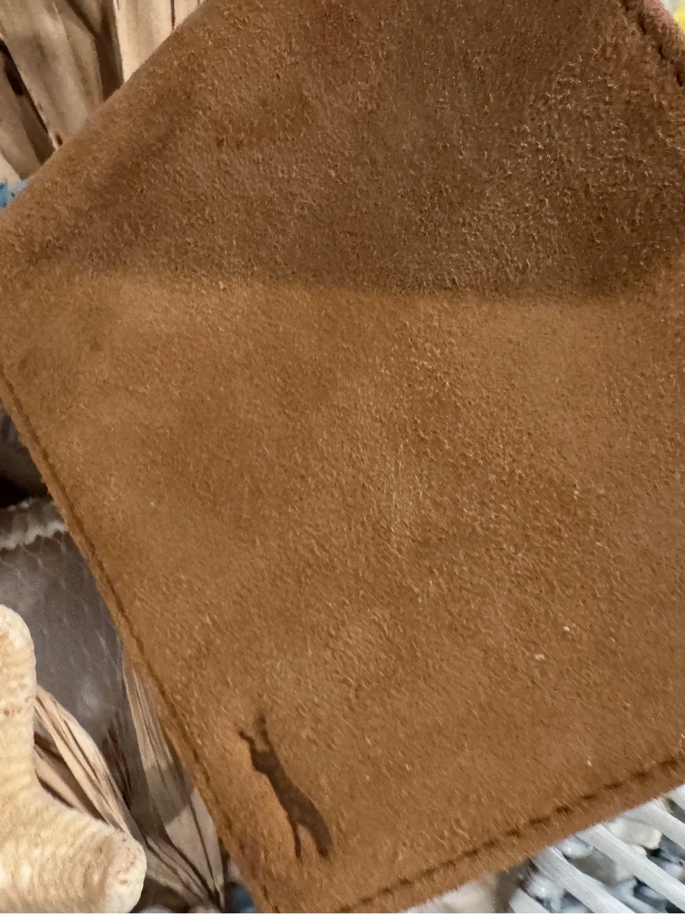 Orvis Brown Suede Card & Key Holder  has a small ink mark
